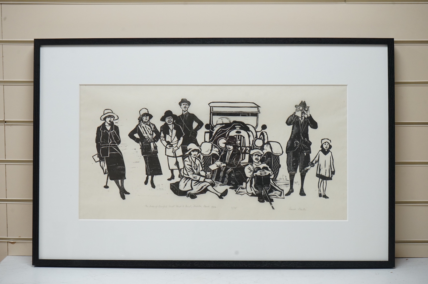 Frank Martin (1921-2005), woodcut, ‘The Duke of Beaufort hunt, Point to Point Bushton, March 1922’, signed in pencil, limited edition 2/25
